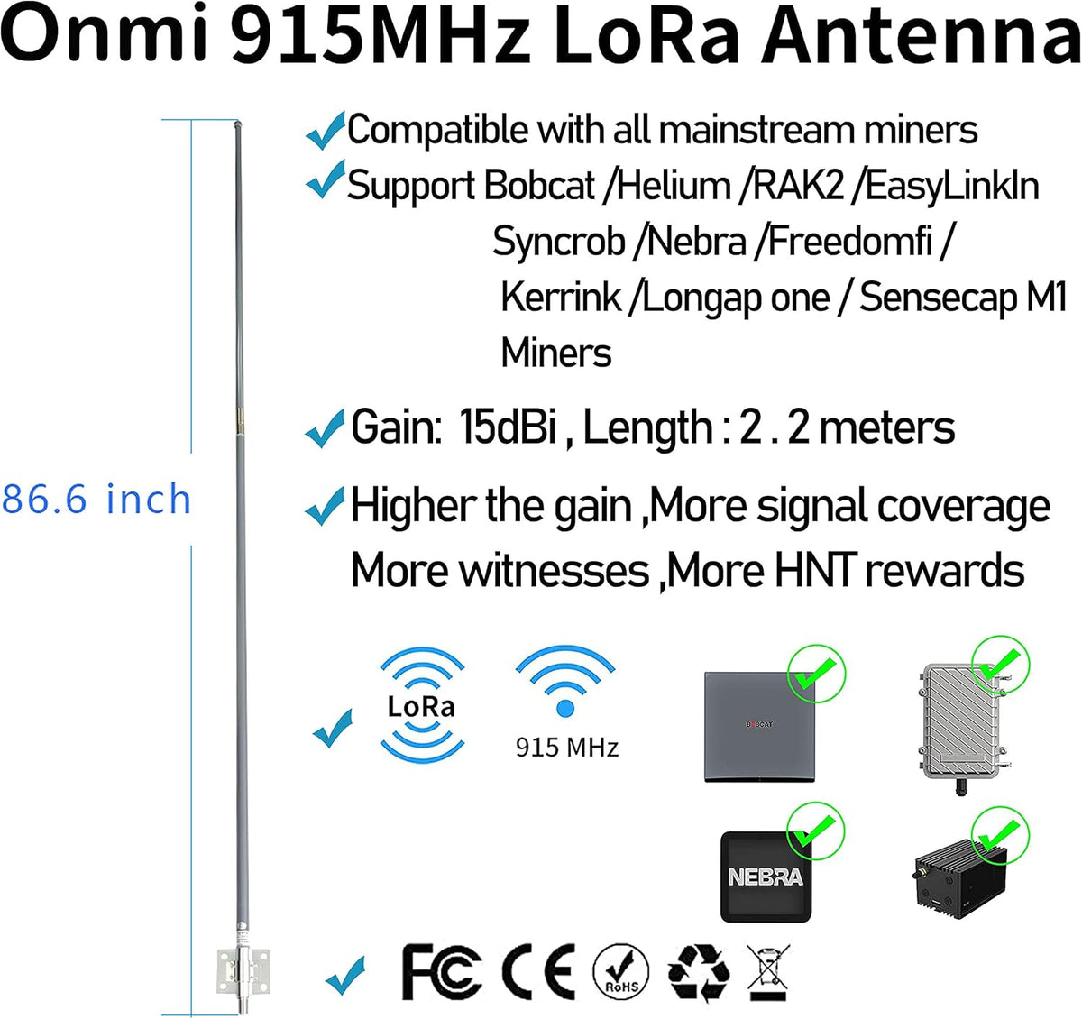 15dBi Fiberglass Antenna 86inch G530765