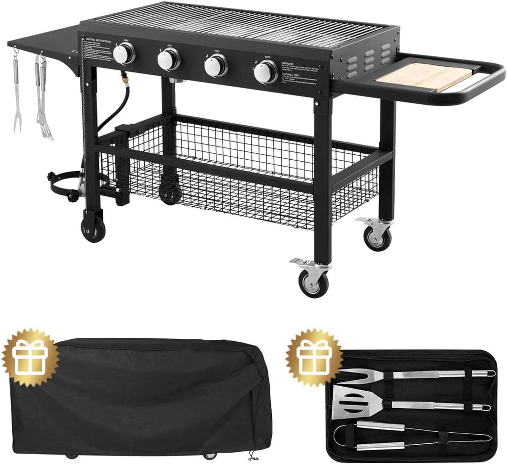 4-Burner Portable Propane Gas Grill with 48000BTU Steel Outdoor Grill R6570