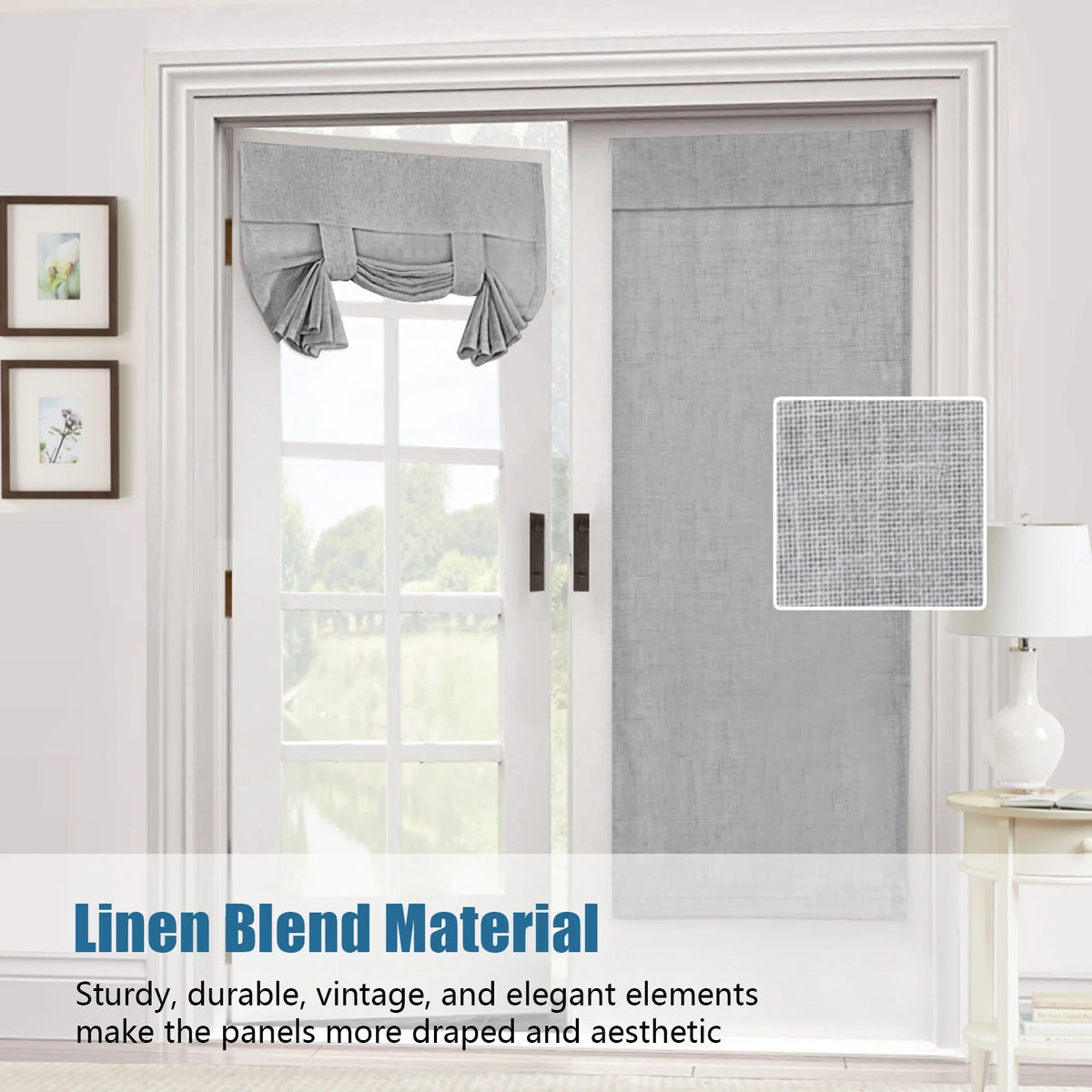 2 Panel Linen Textured Blackout Curtains 26 x 68 Inch T4434