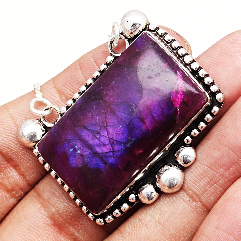 Pink Labradorite 925 Silver Necklace 20 in M85166