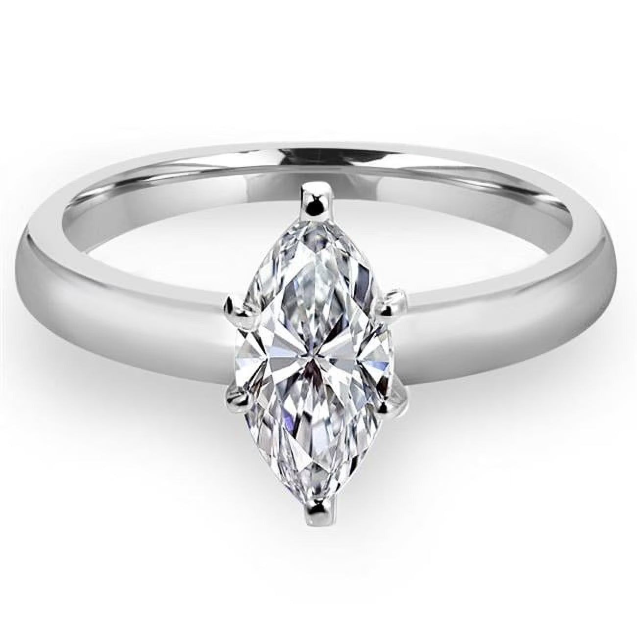 14K White Gold Marquise Diamond Solitaire Engagement Ring X845