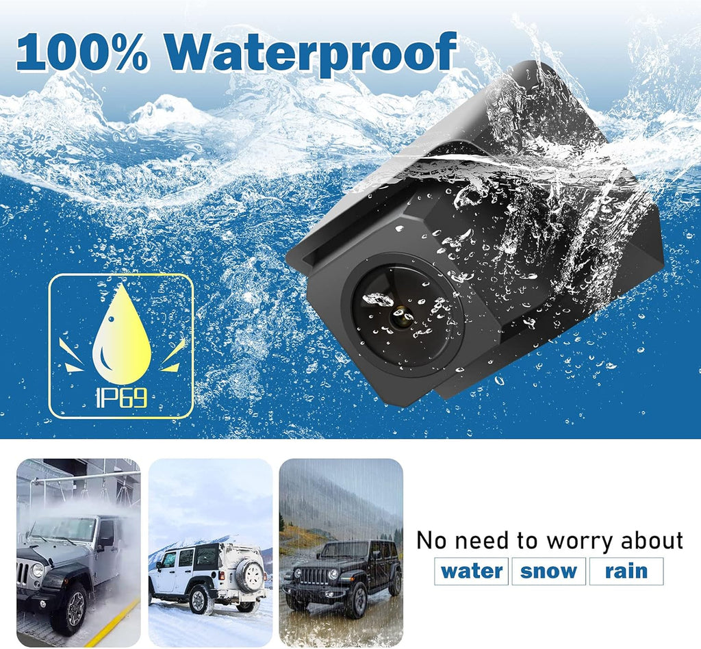 Spare Tire Rear View Backup Camera for Jeep Wrangler JK 2007-2018, Waterproof with Factory Radio RCA Adapter B248227