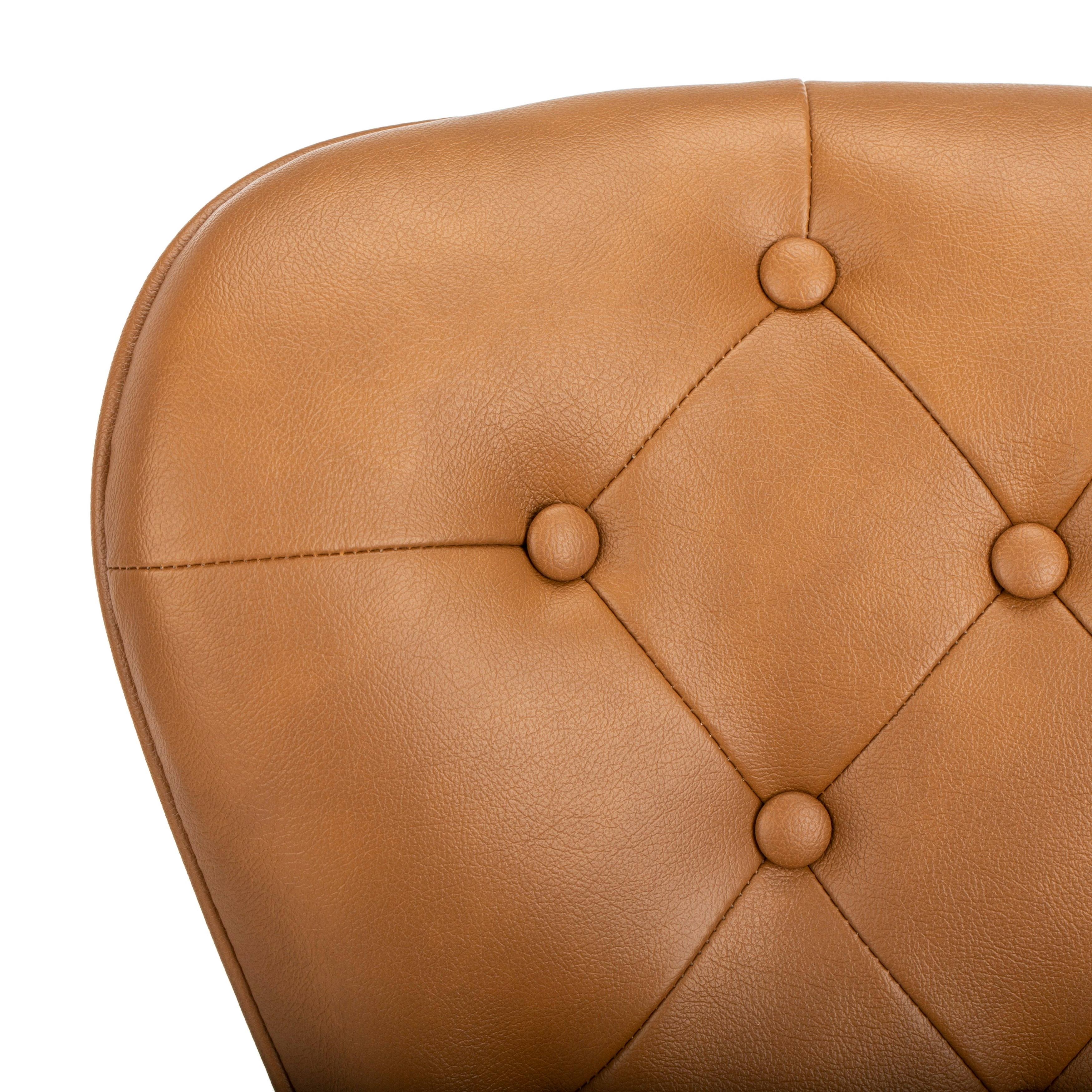 Camel Leather Tufted Swivel Counter Stool Set of 2 Z8254