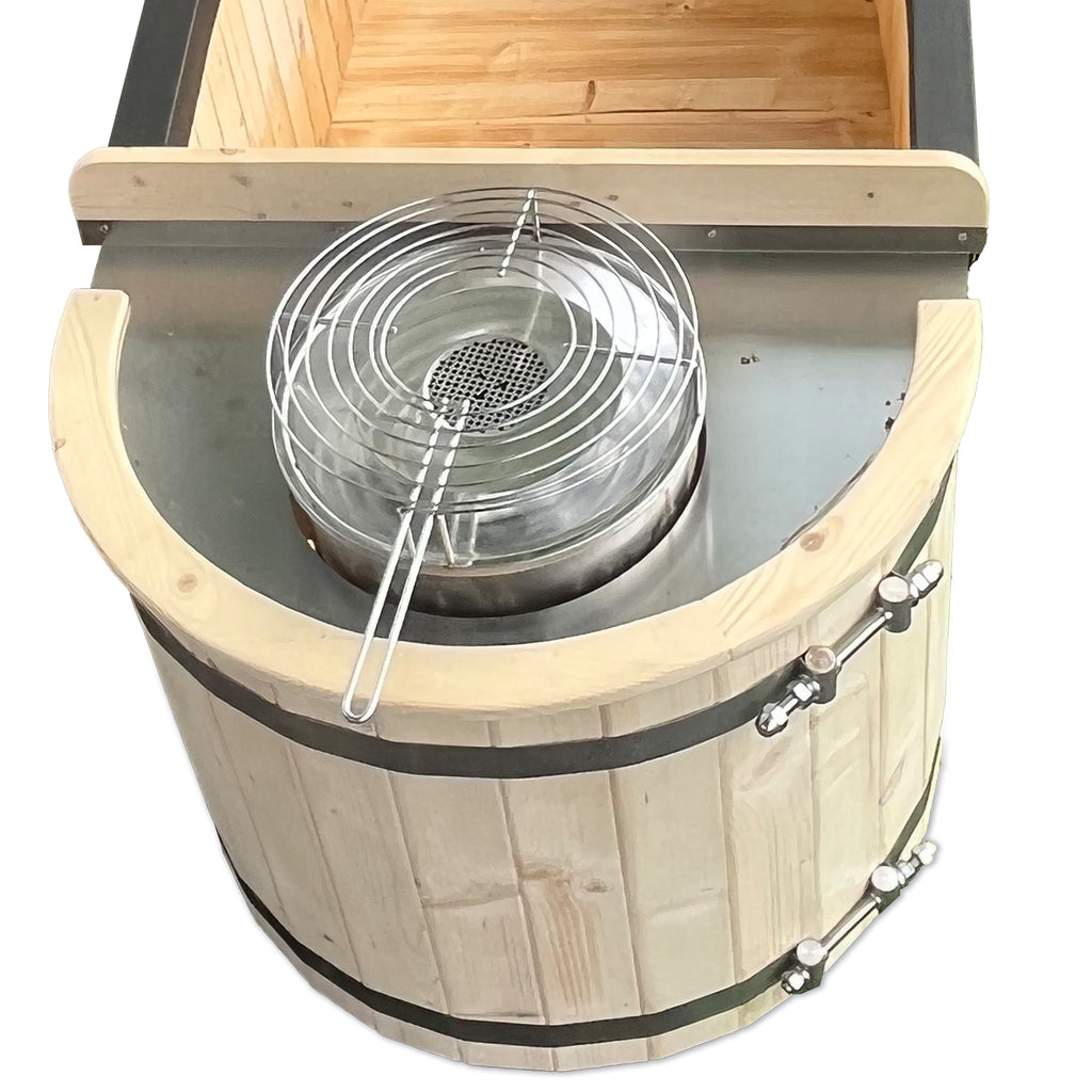 Natural Pine Wood Hot Tub 2 Persons 132 Gallons with Charcoal Stove X8610
