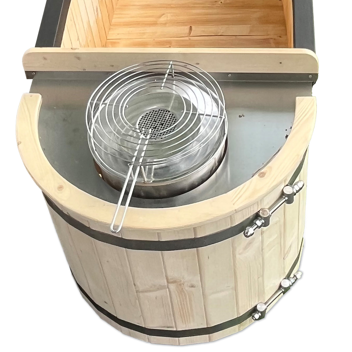 Natural Pine Wood Hot Tub 2 Persons 132 Gallons with Charcoal Stove X8610
