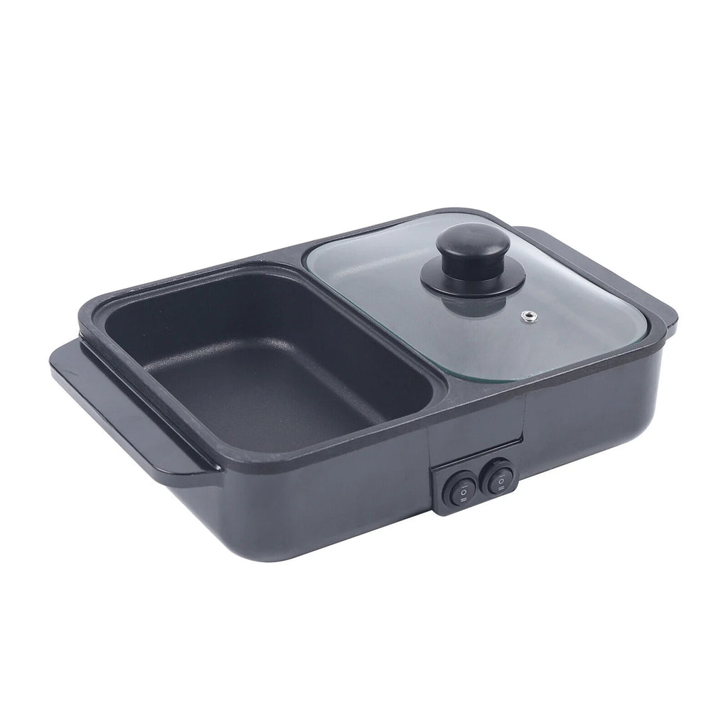 2-IN-1 Electric Hot Pot BBQ Grill Smokeless Cooking Pan 1200W A750