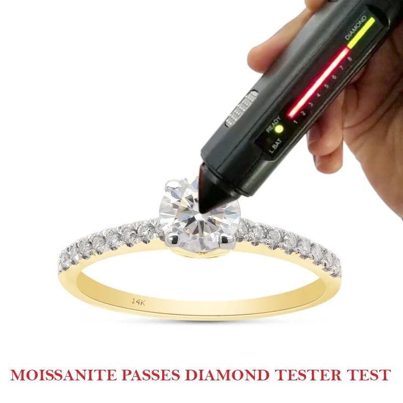 14K Solid Yellow Gold Solitaire Engagement Ring with 1/2 ct. t.w Round Cut Lab Created Moissanite R6624