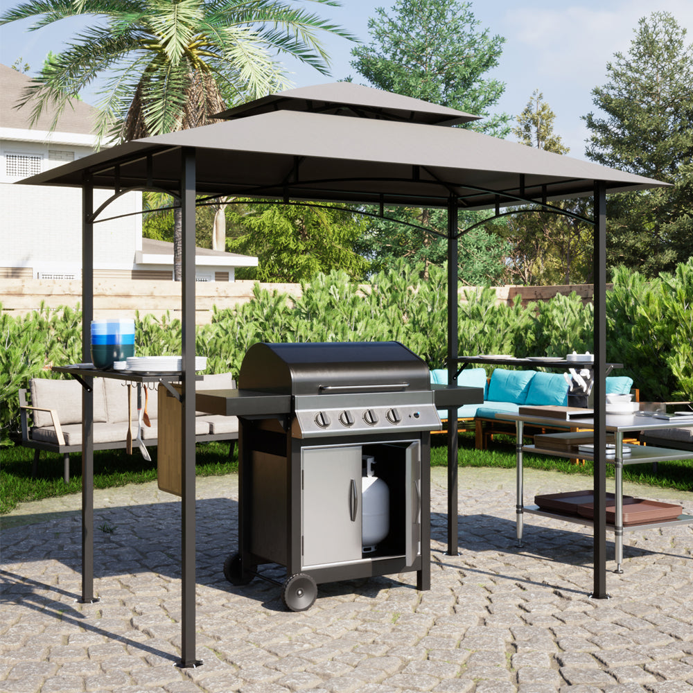 Patio BBQ Grill Gazebo Canopy with 2 Tier, Flame Retardant Cover D791