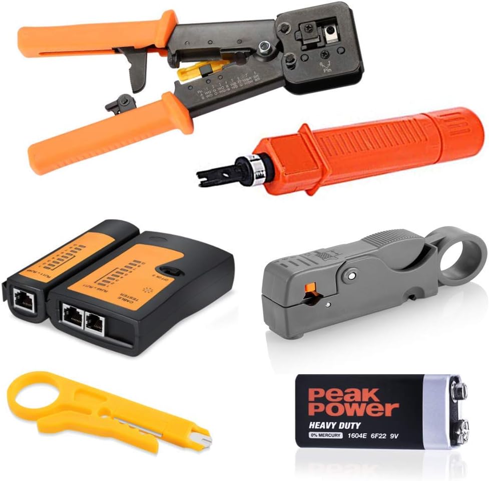 13 in 1 Network Computer Repair Kit with RJ45 Crimp Tool, Cable Tester, Punchdown Tools U213022