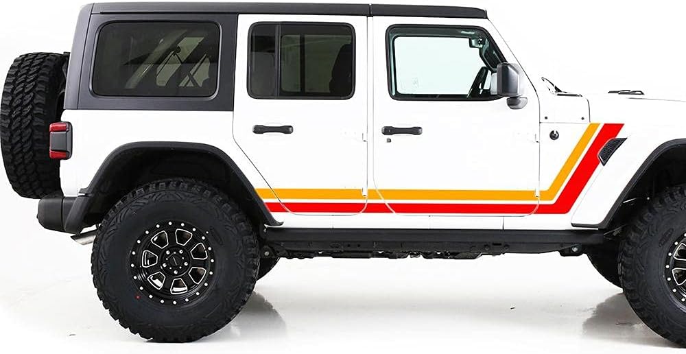 Vinyl Decals Compatible with Jeep JL Wrangler (Yellow-Orange) S749