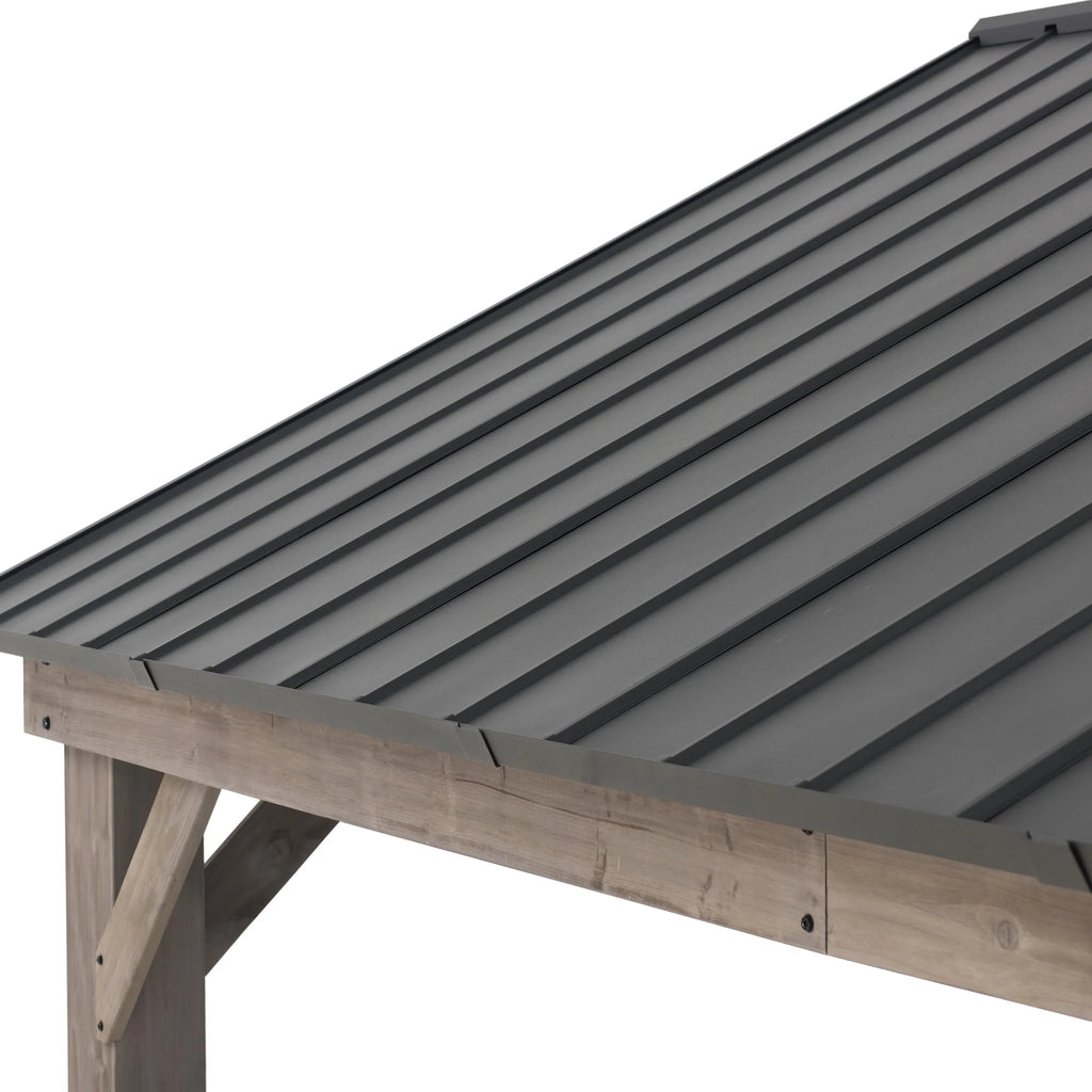 Cedar Framed Gazebo with Matte-Black Steel Gable Roof Hardtop V832707