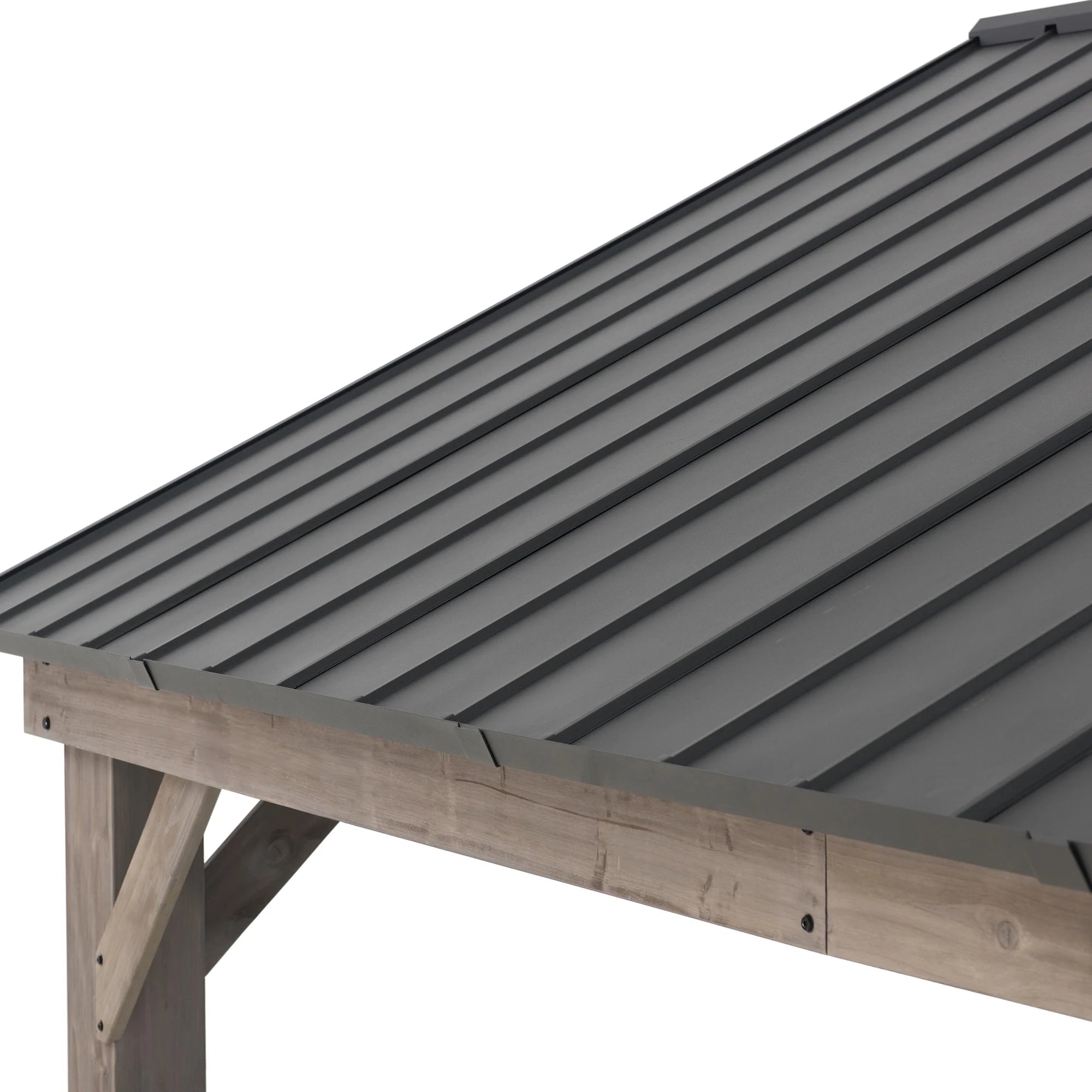 Cedar Framed Gazebo with Matte-Black Steel Gable Roof Hardtop V832707