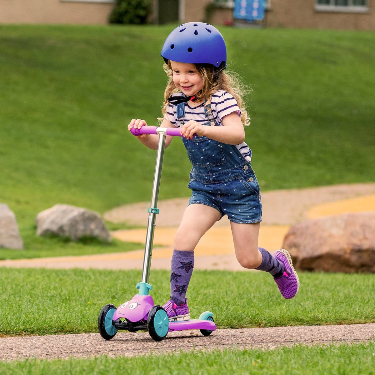 Purple 3-Wheel Folding Scooter H8001