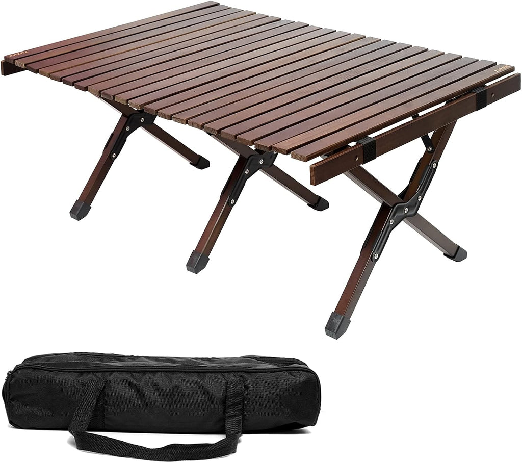 Portable Folding Wooden Camping Table with Carry Bag Q92271