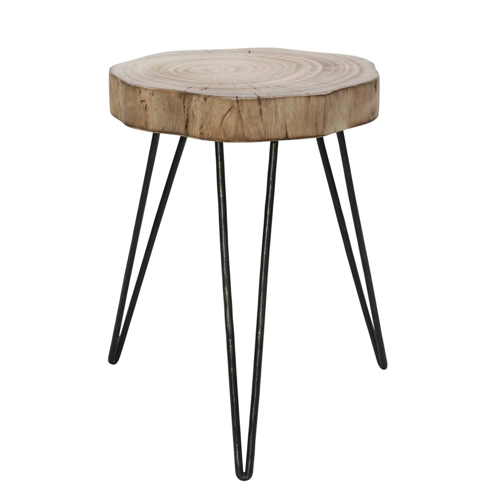 16 in. Wood and Metal Stool Brown and Black U413