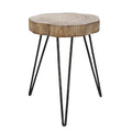 16 in. Wood and Metal Stool Brown and Black U413