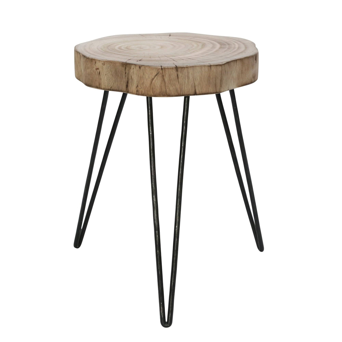 16 in. Wood and Metal Stool Brown and Black U413