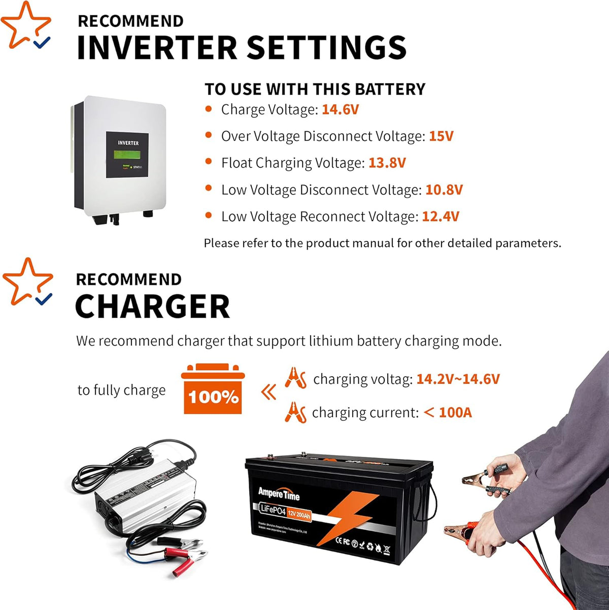 12V 200Ah Lithium Iron LiFePO4 Deep Cycle Battery with 100A BMS E618672