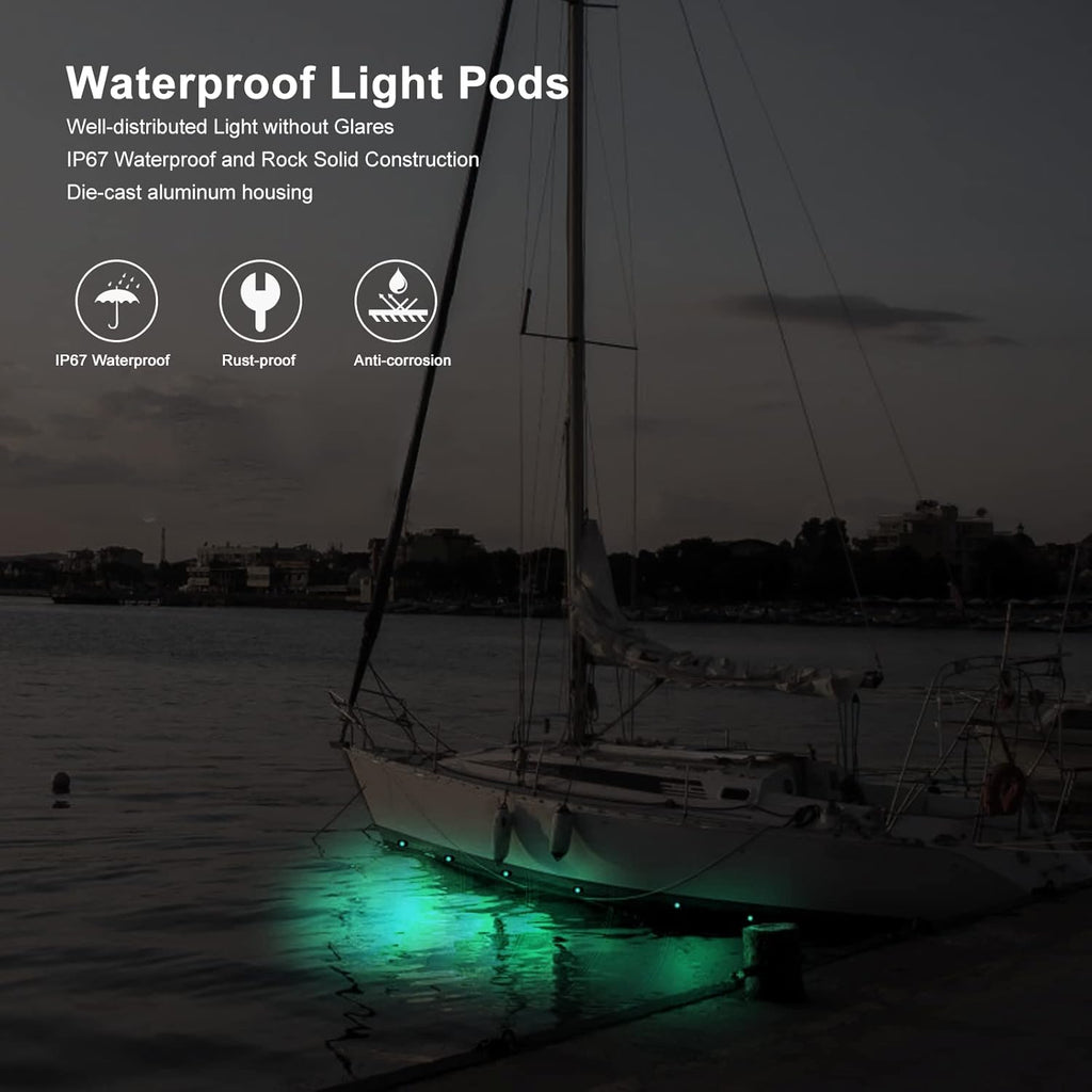 RGB LED Rock Lights 4 Pods Car Neon Underglow Kit Wheel Well Light Multicolor Waterproof Pack of 2 T84414