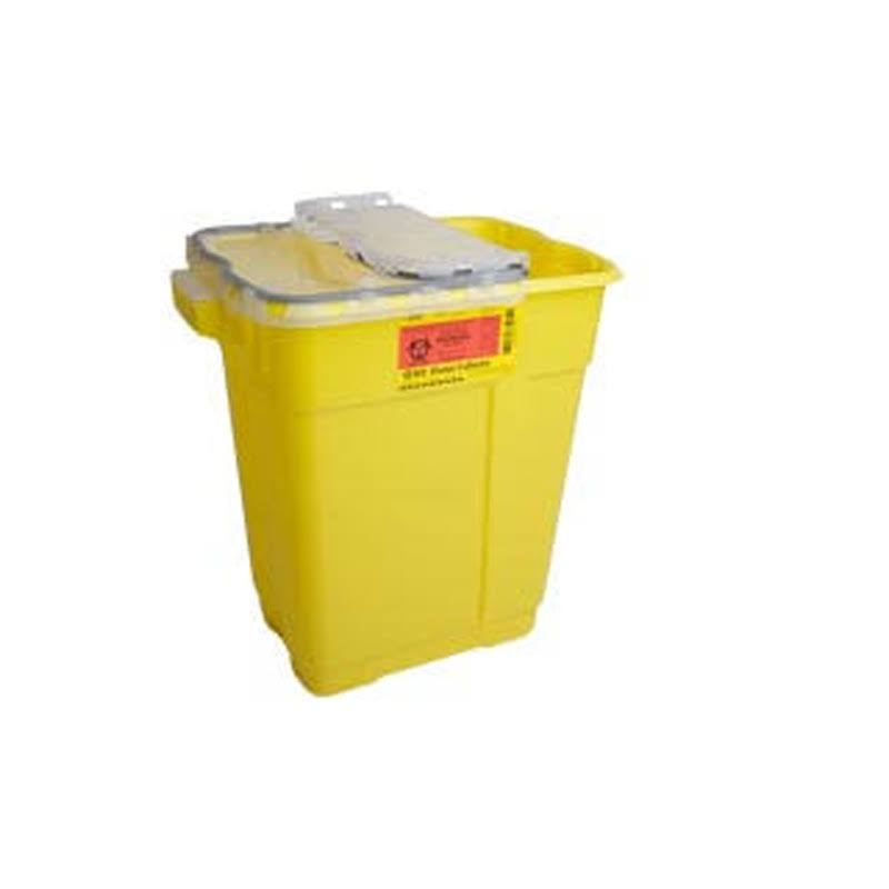 9 Gal Yellow Hinged Top Sharps Collector N685