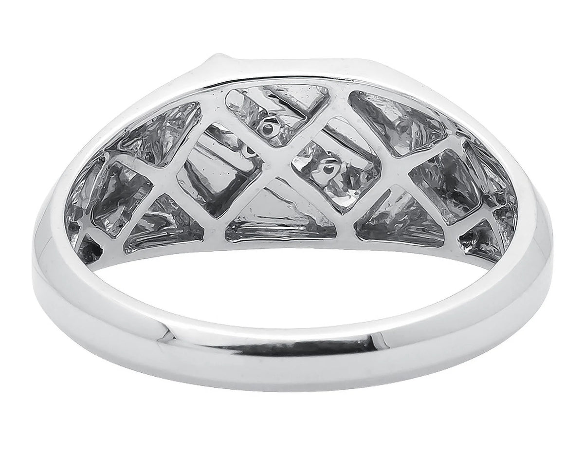White Gold Genuine Diamond Pinky Ring Band A4808