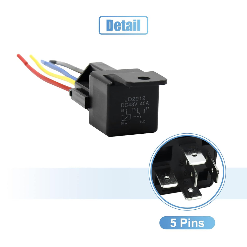 5 Pin DC 48V 40A Car Motor Fuse Relay Switch with Harness D4897