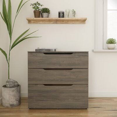3-Drawer Lateral Filing Cabinet Bark Gray C7523