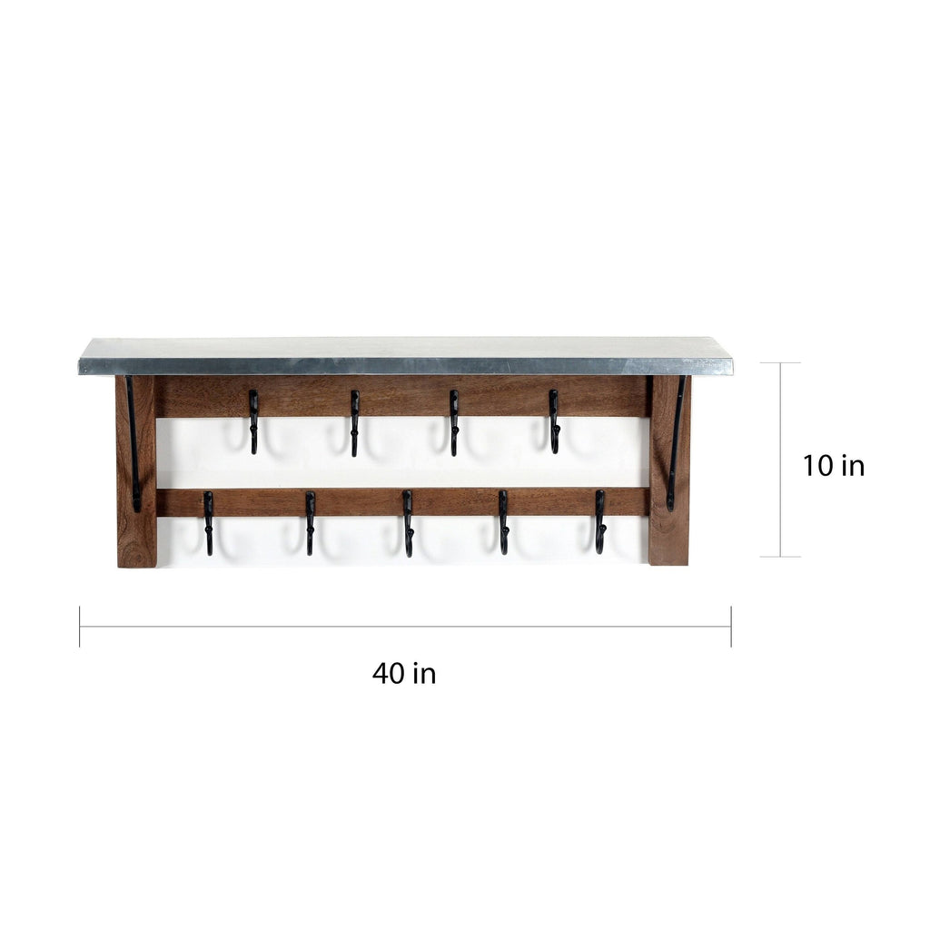 Steel Wood Bench and Coat Hook Set D33346