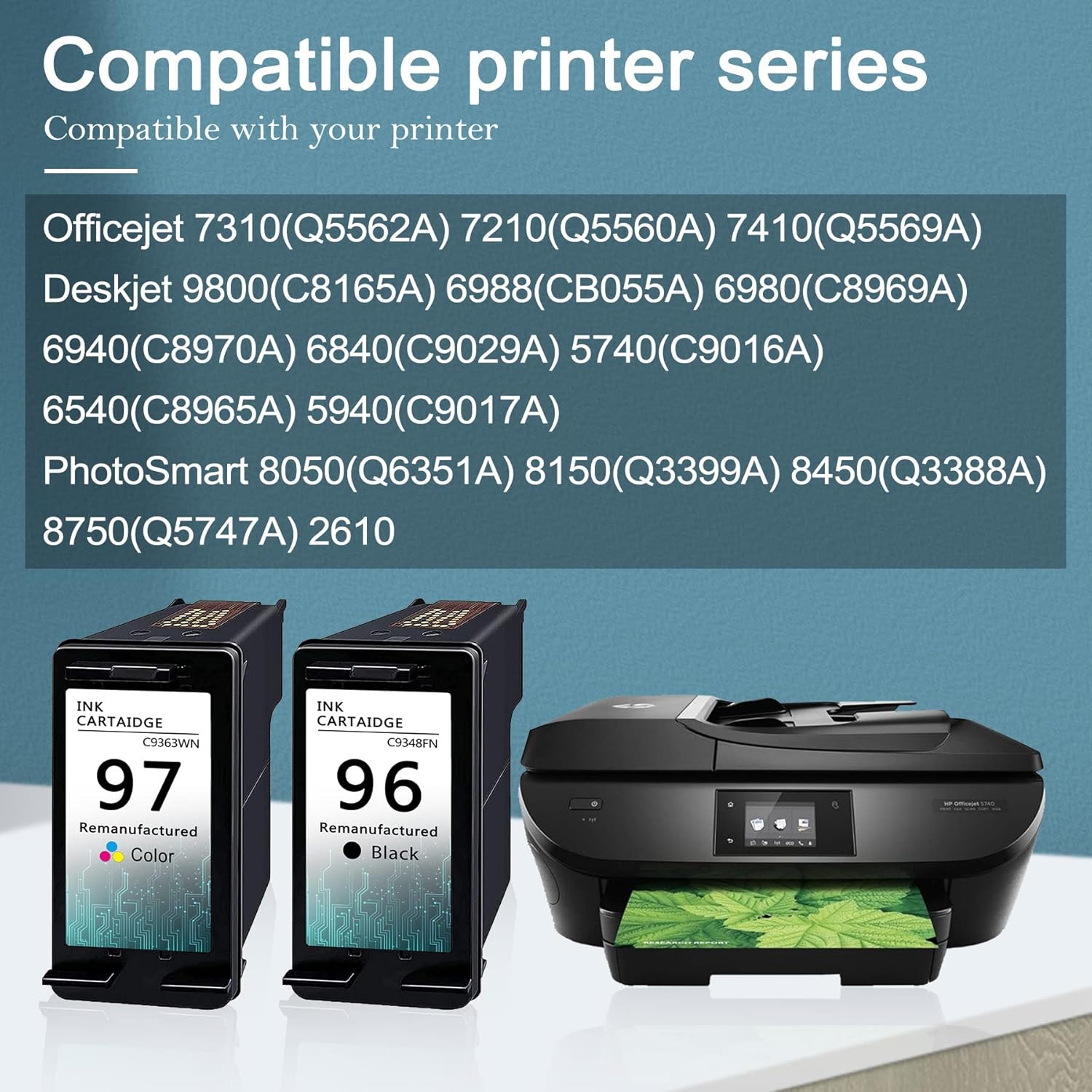 Remanufactured Ink Cartridge 6-Pack for HP Officejet Deskjet Printer B5133