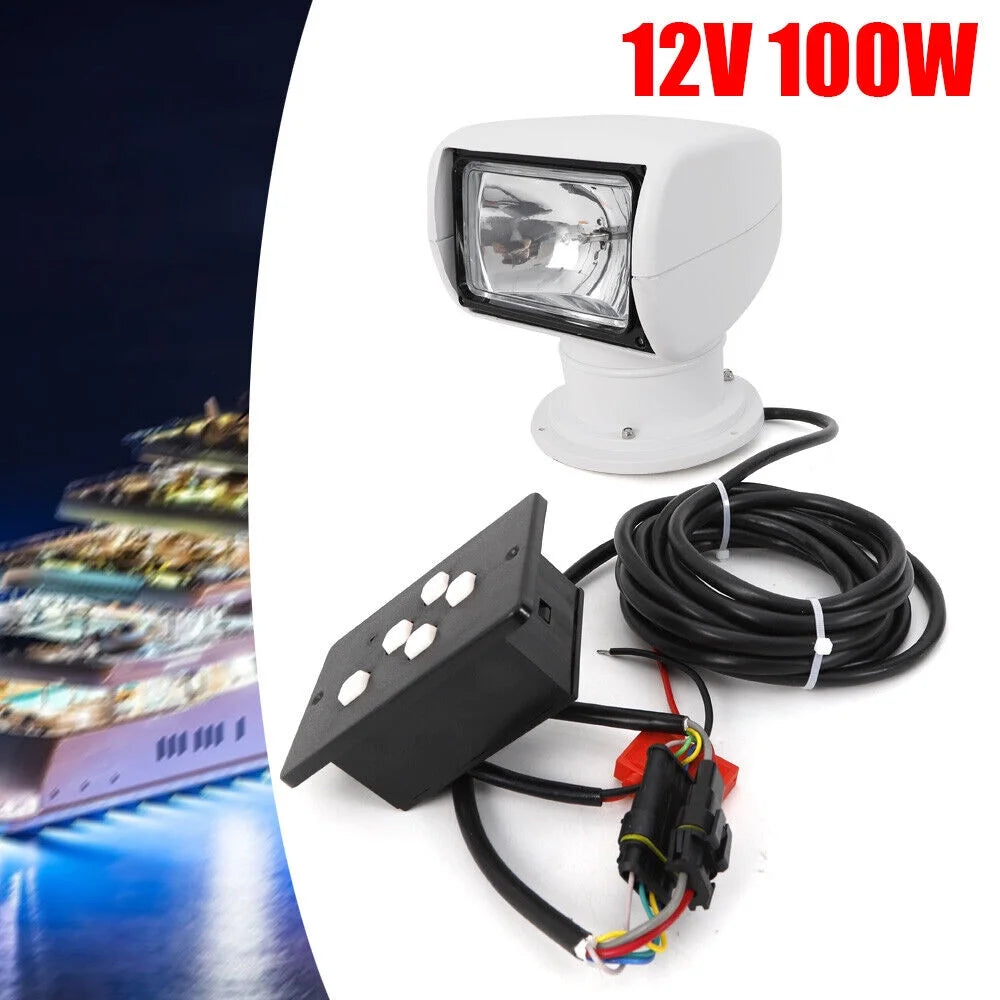12V 100W Marine Spotlight Remote Control Searchlight 360° Rotate Waterproof O892