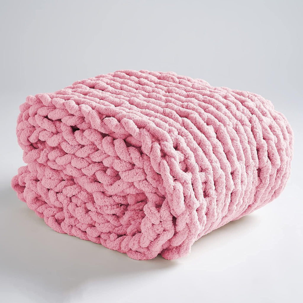 Chunky Knit Chenille Throw Blanket Gray 40x40 V771673