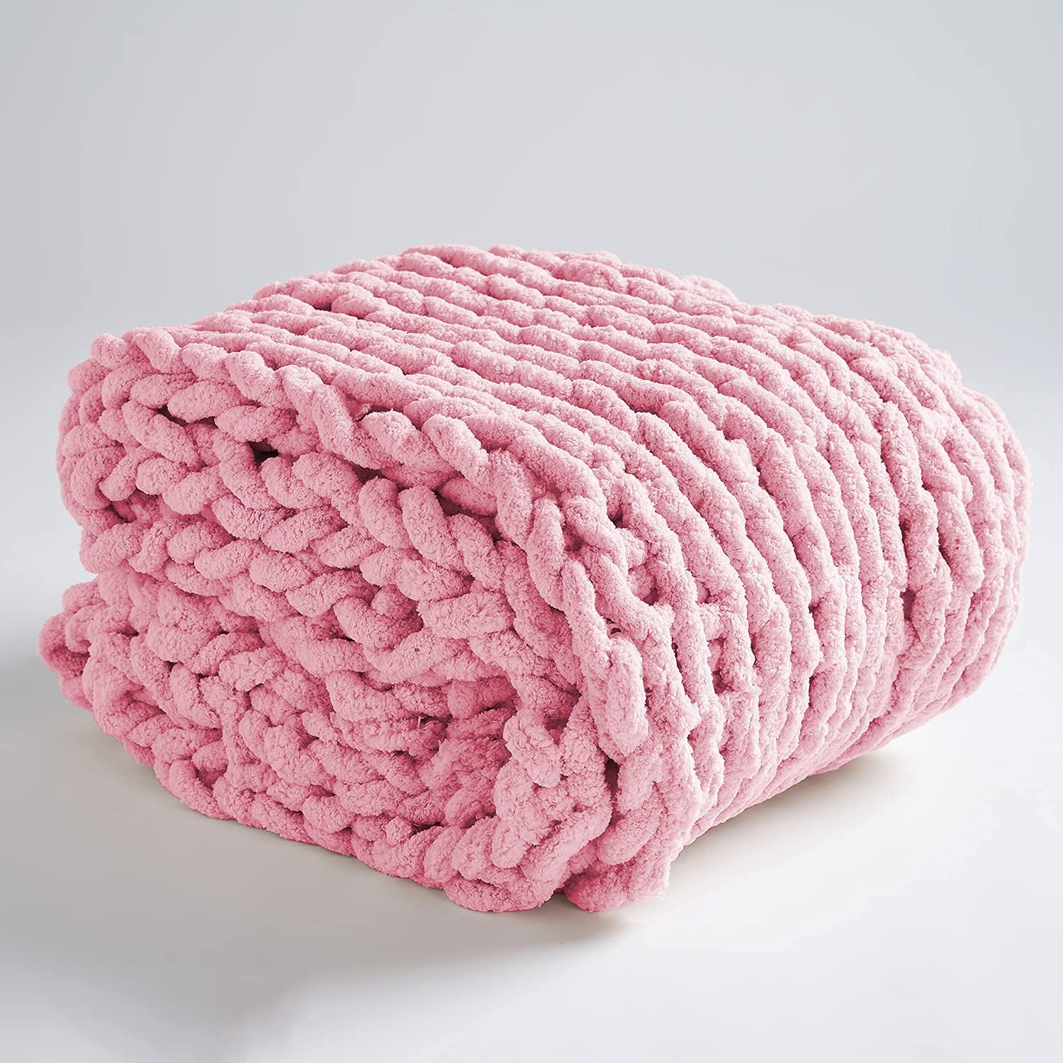 Chunky Knit Chenille Throw Blanket Gray 40x40 V771673