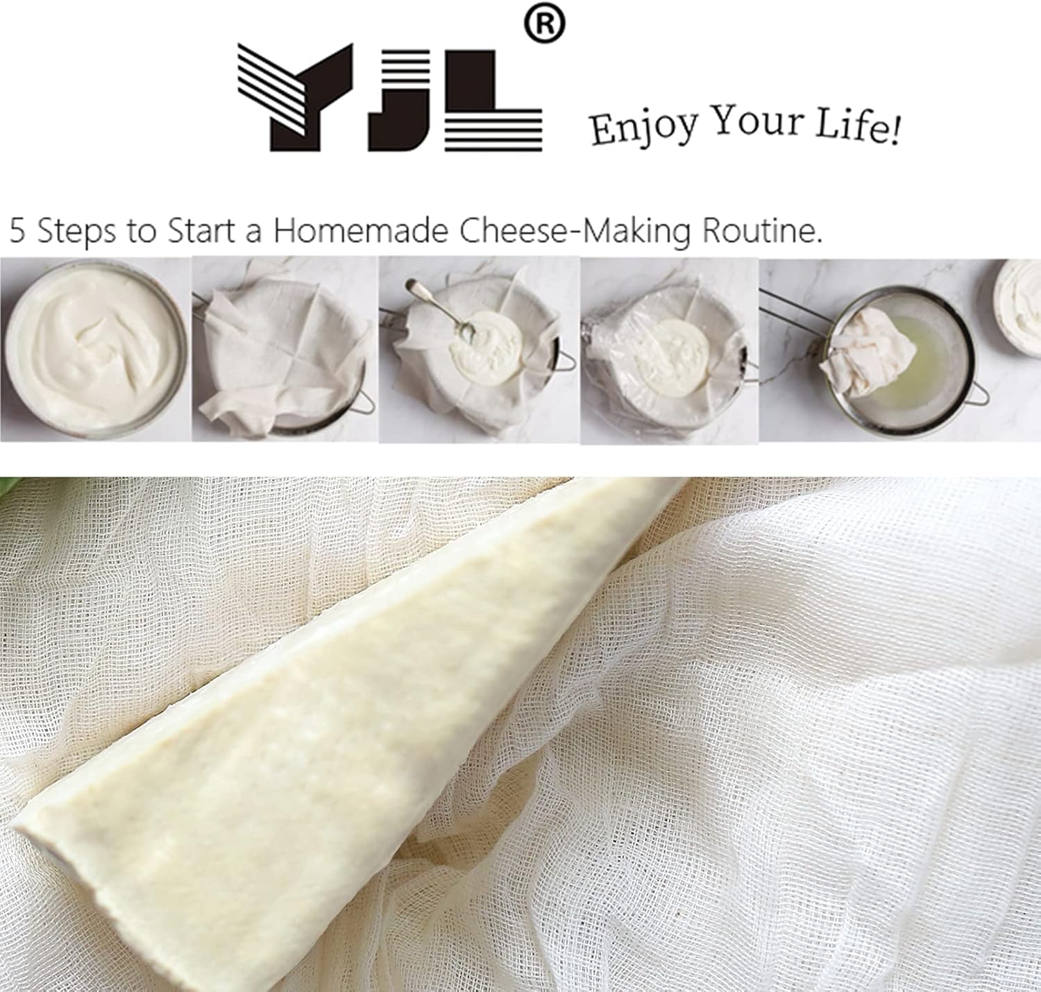 100% Cotton Unbleached Fine Cheesecloth, 54 Sq Feet, Pack of 2 F172943