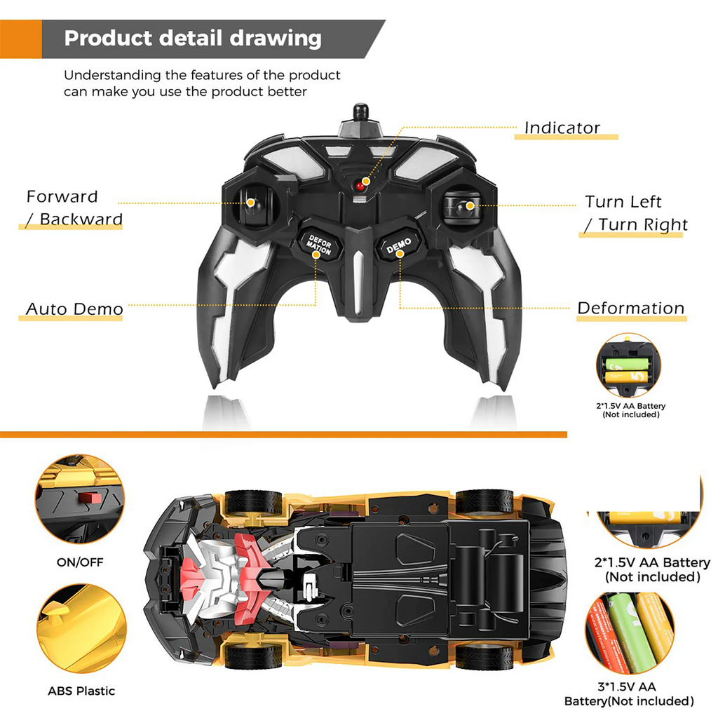 2-in-1 Transform Robot RC Racing Car, 2.4Ghz 1:18 Scale R699