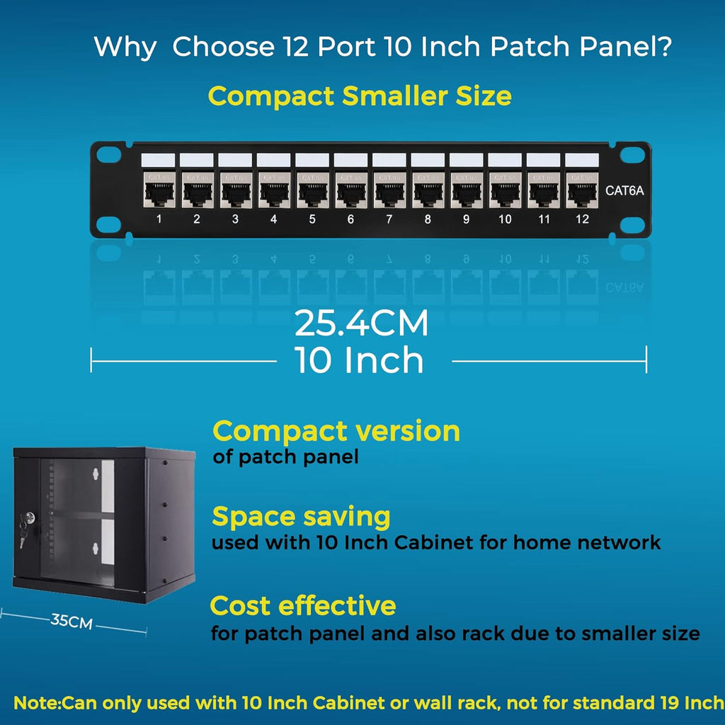 12 Port Cat6A Shielded Patch Panel, Pack of 2 G881