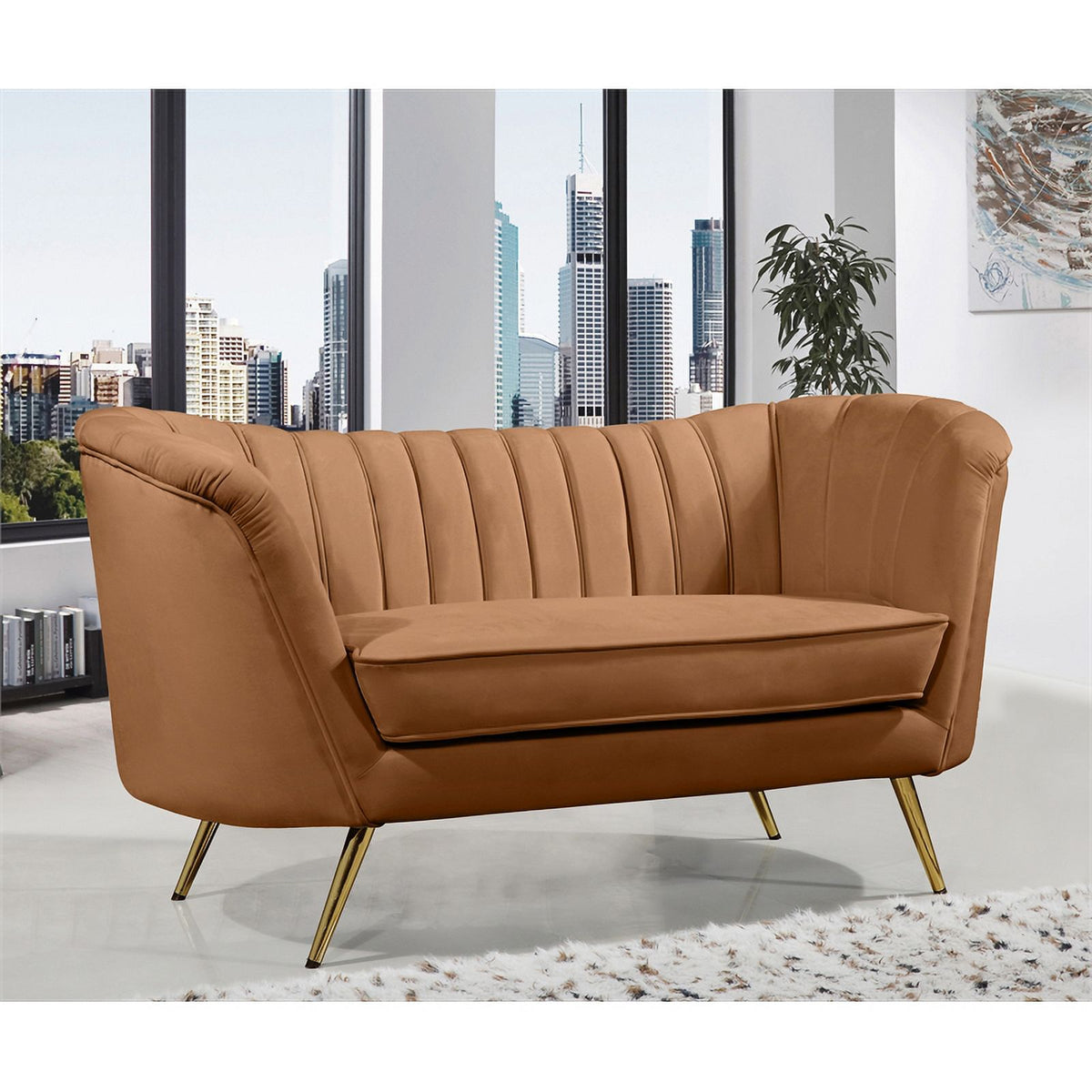Saddle Velvet Loveseat D683478