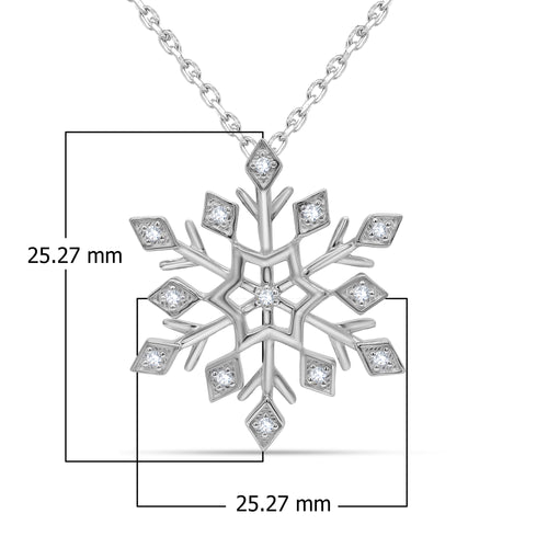0.10 Cttw Round Cut Natural Diamond Necklace in 18K White Gold over Silver with 18" Cable Chain C817