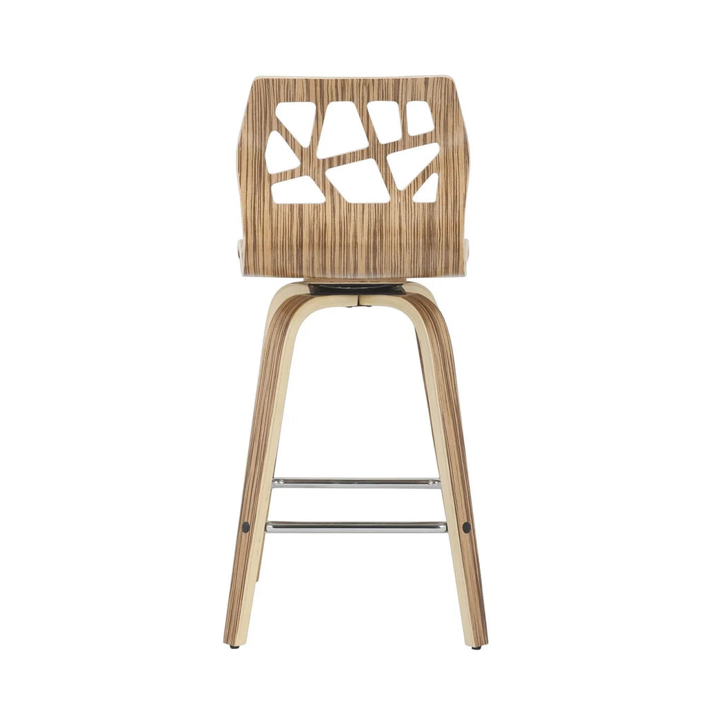 Set Of 2 Counter Stool In Zebra Wood And Cream Faux Leather Z634148