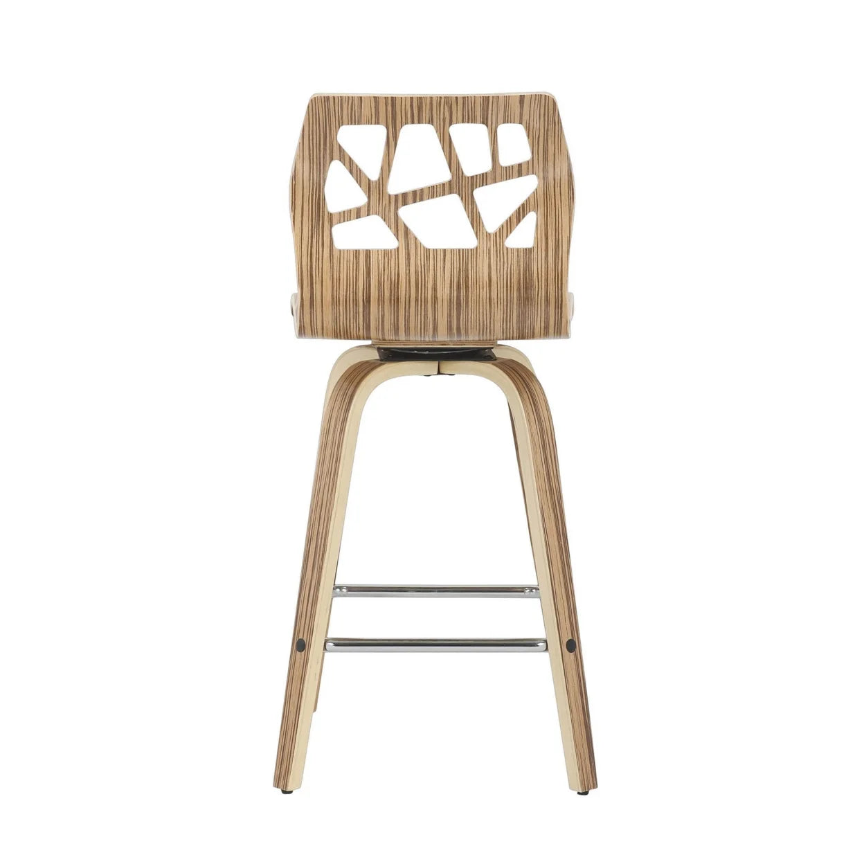 Set Of 2 Counter Stool In Zebra Wood And Cream Faux Leather Z634148