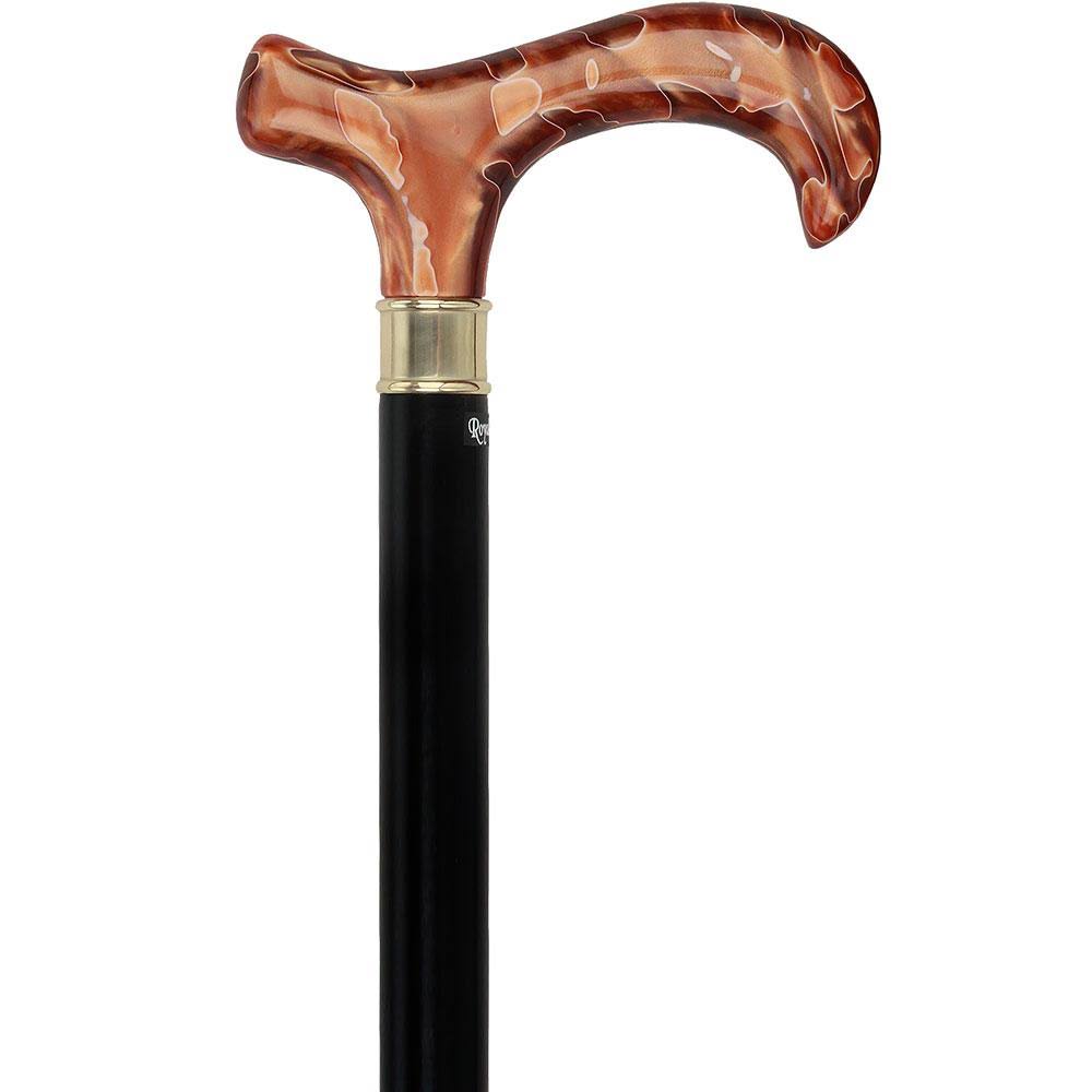 Black Beechwood Walking Cane with Brass Collar X30991