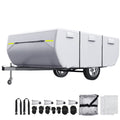 Waterproof Camper Trailer Cover Fits 10'-12' RV Cover Anti-UV with 3+2 Straps Silver Tone U808951
