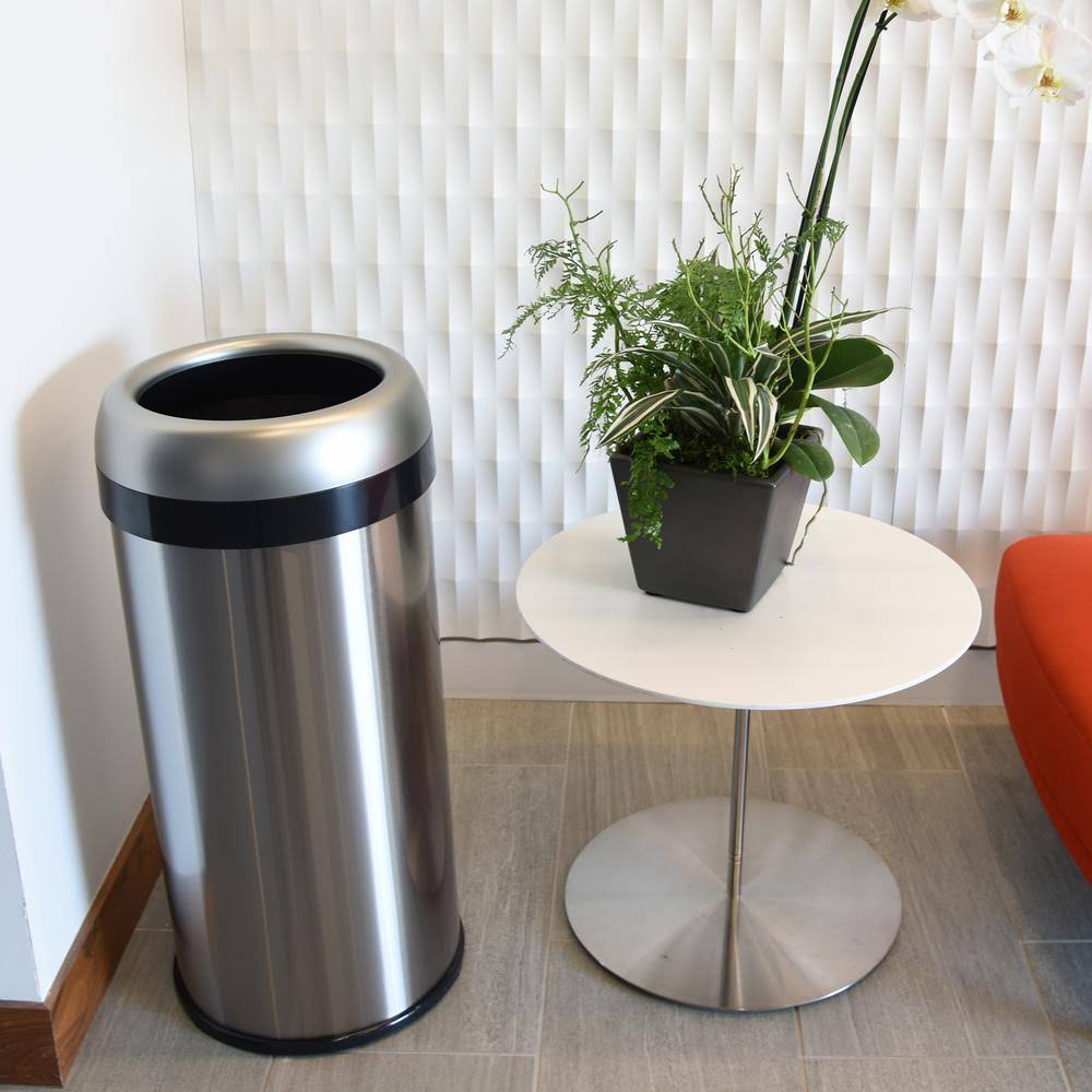 Stainless Steel 16-Gallon Round Open-Top Trash Can A416