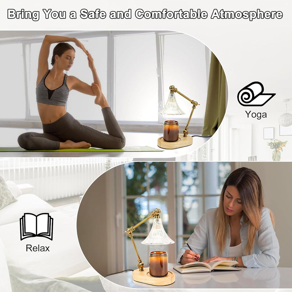 Candle Warmer Lamp with Timer, Adjustable Height, Dimmable Electric Candle Lamp Warmer with 2 Bulbs R3936