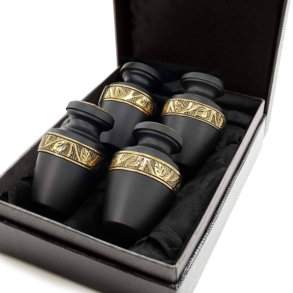 Set of 4 Black Small Keepsake Urn U840