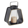 Black Iron and Glass Candle Lantern Q781