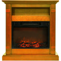 34-in. Electric Fireplace with Log Insert and Teak Mantel J7172