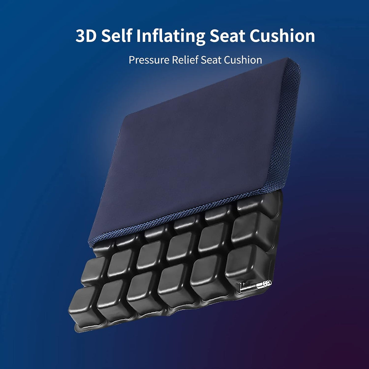 Self Inflating Seat Cushion, Non-Slip, 16 x 16 D231
