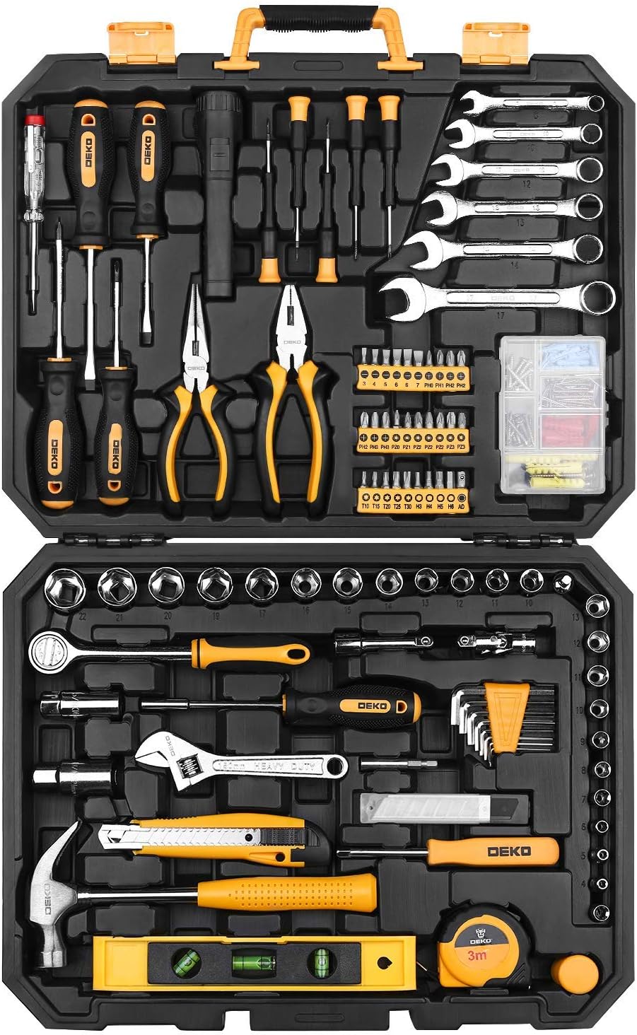 208 Piece General Household Hand Tool Kit with Plastic Toolbox Storage Case P151