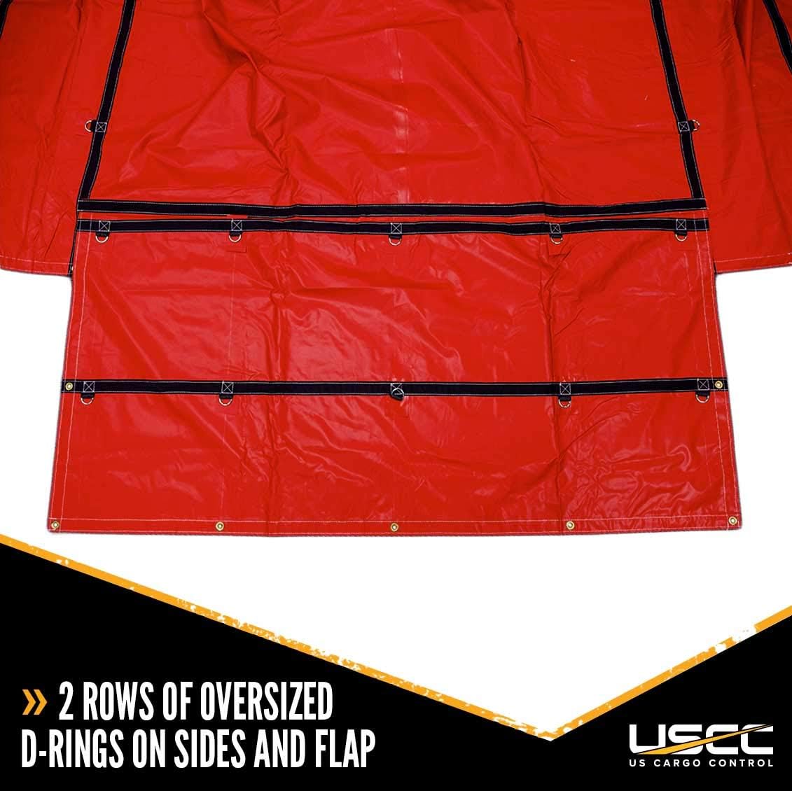 Heavy Duty 18 Ounce Red Lumber Tarp with 4 Foot Drop and Flap D2410