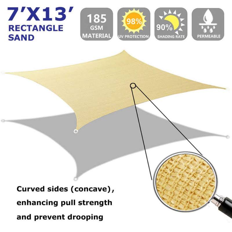 7x13 Rectangle Sun Shade Sail Canopy Sunshade U434